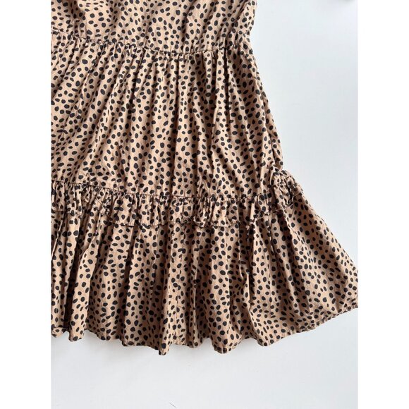 J CREW Leopard Dot Cotton Poplin Ruffle Neck Tiered A-Line Mini Dress, Size XXS - Picture 11 of 16